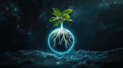 Cosmic sprout on a glowing sphere