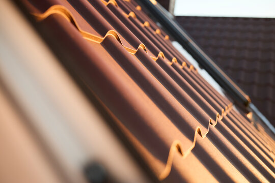 Metal Roof on a Sunny Frosty Winter Day