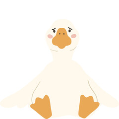 White goose cute funny cartoon flat design illustration. © GuitaRies