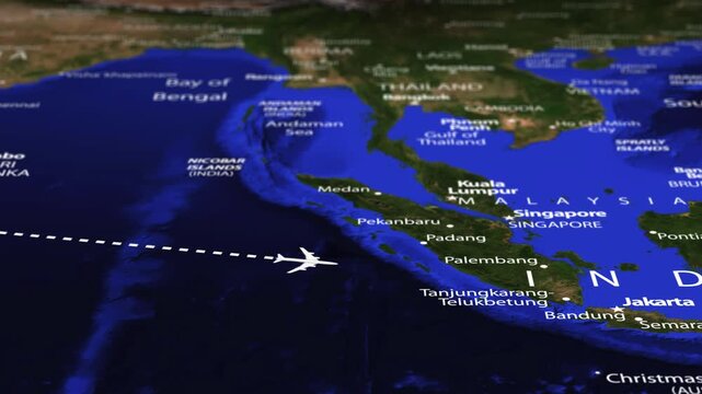 Flight From Addis Ababa ETHIOPIA to Dili EAST TIMOR with flag pins