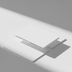 Minimalist Blank White Magazine Mockup Set with Elegant Diagonal Sunlight and Shadows