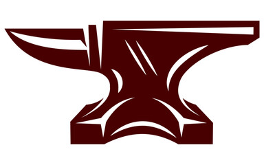 Traditional heavy blacksmith s anvil made of cast iron or steel, used for forging and shaping metal in a workshop setting.