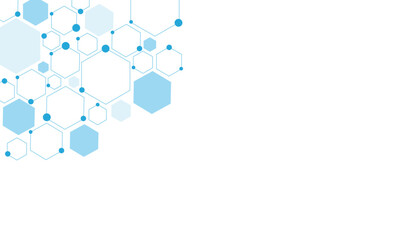 Science network pattern blue Hexagonal abstract background. Big Data Visualization structure elements . Health care and science medical pattern innovation. Template design with concept Dots and lines.