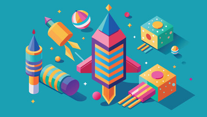 colorful display of fireworks on sticks, featuring bright hues and patterns, perfect for festive occasions..eps