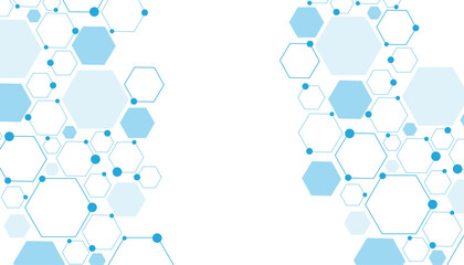 Science network pattern blue Hexagonal abstract background. Big Data Visualization structure elements . Health care and science medical pattern innovation. Template design with concept Dots and lines.