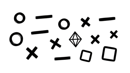 Minimalist Gaming Symbols Pattern With White Outlines On Black