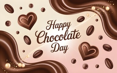 a dreamy soft aesthetic wallpaper celebration of chocolate day with chocolate bars and heart shaped chocolates