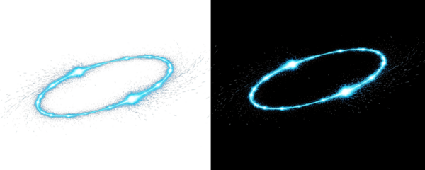 Glowing light orbits on a transparent background, perfect for futuristic designs and digital art.