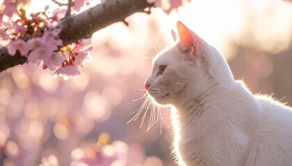 白猫と桜