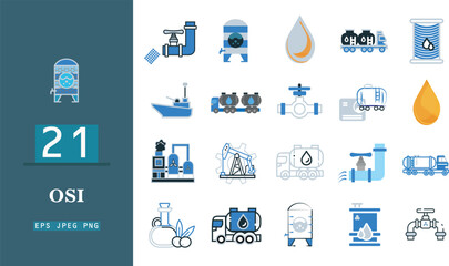 Oil and gas industry icons set for commercial use