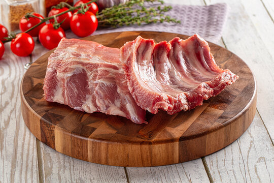 Fresh raw pork ribs for cooking