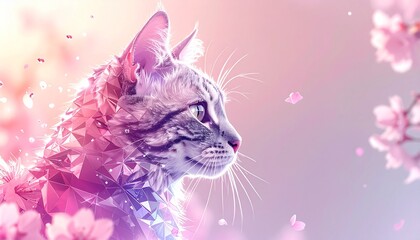 ダイヤでできた桜色の猫