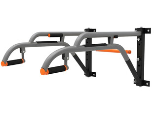 Wall mounted pull-up bar with multiple grip options isolated on transparent background