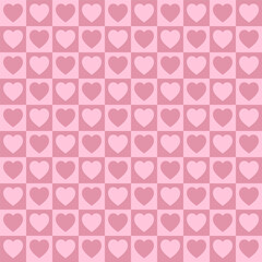 A seamless pattern of pink heart paper isolated on a pink background. Symbol of love. For designing Mother's Day or Valentine's Day greeting cards. Vector illustration.