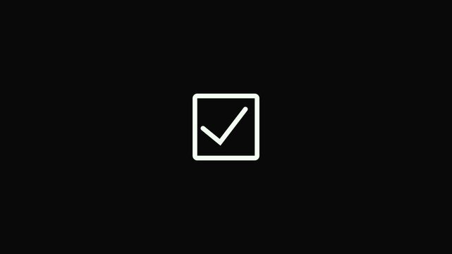 Simple Outline Check Mark Inside Square on Black Background checkbox tick.