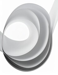 Abstract White Spiral Design with Smooth Curved Shapes and Shadows
