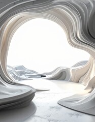 Abstract Curved Landscape Design with Smooth Organic Forms and Shadows