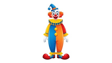A colorful inflatable clown standing alone on a white background