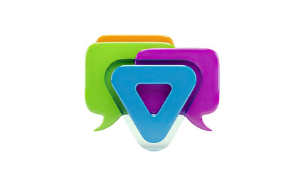 Colorful 3D Speech Bubbles with Triangle Icon