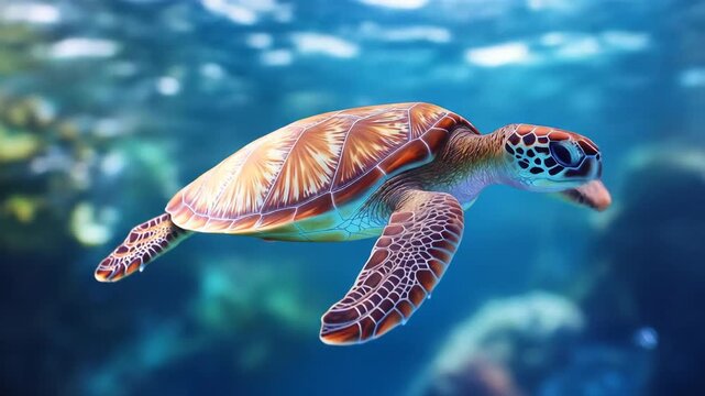 Sea turtle swimming underwater marine life and aquatic environment