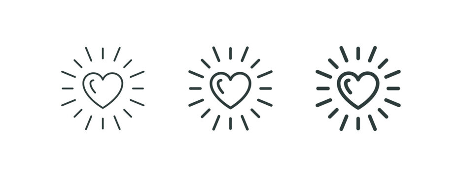 Hearts love care and emotional support donation or healthcare outline icon. Minimalist line sign three symbols hearts. Vector isolated pictogram perfect for web and app or infographic editable stroke.