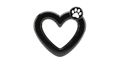 Black Heart with Paw Print Icon