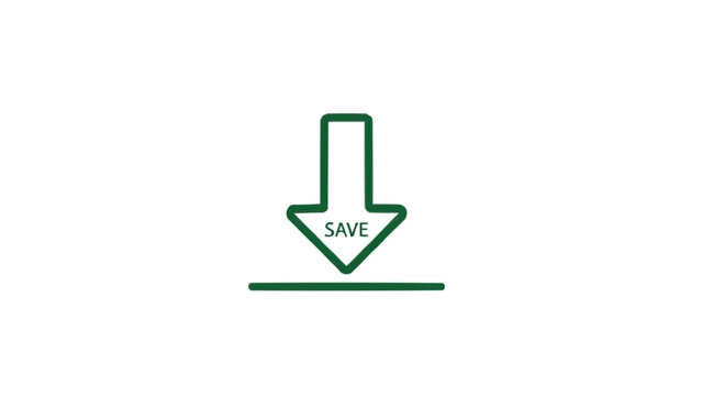 Green arrow save icon button.