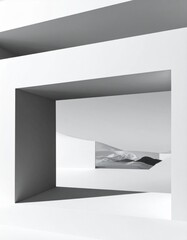 Abstract Minimalist Composition with Layers and Monochrome Landscape