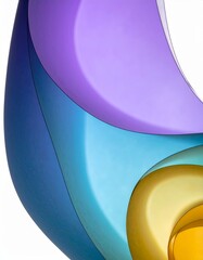 Abstract Curved Shapes in Vibrant Colors on a White Background