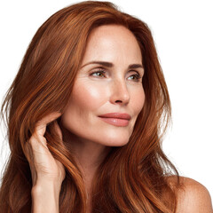Radiant Beauty: Capturing the elegance of a woman with flowing red hair. A portrait of confidence, grace, and timeless beauty.