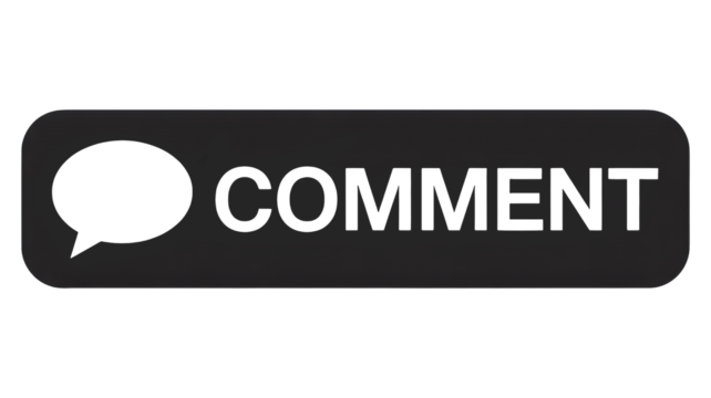 A minimalist digital comment button with a speech bubble icon on a dark grey background for social media interaction and online feedback - Powered by Adobe