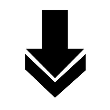 Black arrow pointing downwards with a V-shape at the tip, symbolising direction and decrease