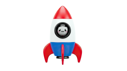Cute Kawaii Rocket with Smiley Face