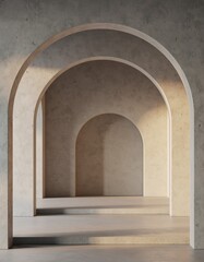 Serene Architectural Arches in Minimalist Interior Design Space