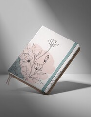 Elegant Floral Sketch Notebook with Soft Pastel Background Design