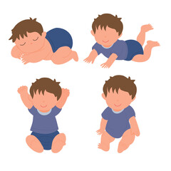 Cute Baby Boy Set Illustration