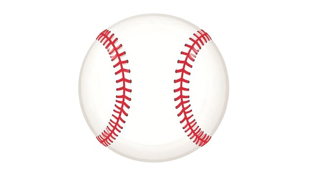 A white baseball with red stitching on a plain white background
