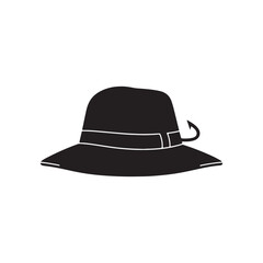 Sea fisherman hat silhouette vector flat illustration design.
