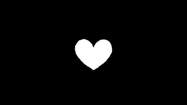Hand drawn heart doodles animation set on transparent background for overlay. Alpha channel included.
