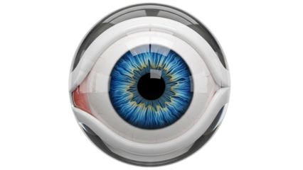 Detailed 3D Render of a Blue Iris Human Eye on White Background