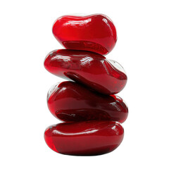Balanced Stones: A captivating display of meticulously arranged, smooth, and vibrant red stones, symbolizing harmony and balance.