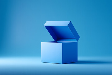 The blue empty box stands alone against the blue background