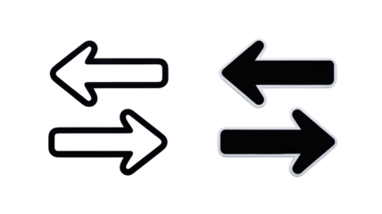 Four contrasting arrow symbols pointing in opposite directions on a dark background illustrating choice decision or movement with clean graphic design