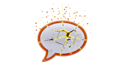 Cracked Speech Bubble with Glowing Light