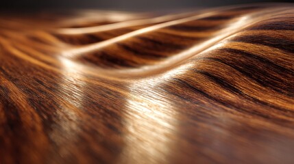 Abstract Macro Texture of Rippling Wood Grain with Golden Light and Dark Brown Hues.