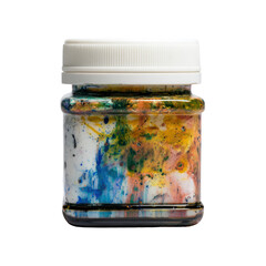 Artistic Palette in a Jar: A small jar filled with a vibrant collection of mixed paint, offering a burst of colors. This image embodies the essence of creativity.