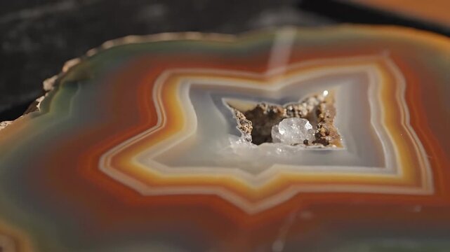 Close-up of a Sliced Agate Revealing Banded Patterns