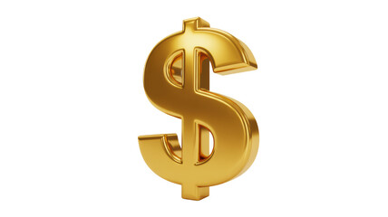 A radiant three dimensional golden dollar sign currency symbol with highly polished reflective surfaces isolated on a deep black background under brig