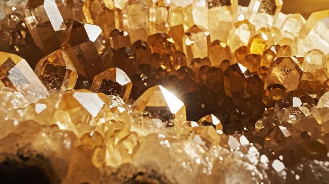 Close-up of Citrine Crystals Displaying Natural Brilliance
