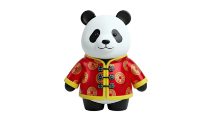 Cute Panda in Traditional Chinese Jacket